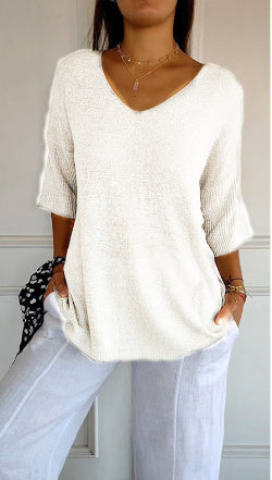 Solid Long Sleeve Sweater Slimming V-neckline Knitwear Women's Bottoming Shirt Overview: Unique design, stylish and beautiful. Good material, comfortable wear. A variety of colors, any choice. Product information: Size: S,M,L,XL,XXL, XXL,XXXXL, XXXXL Styl