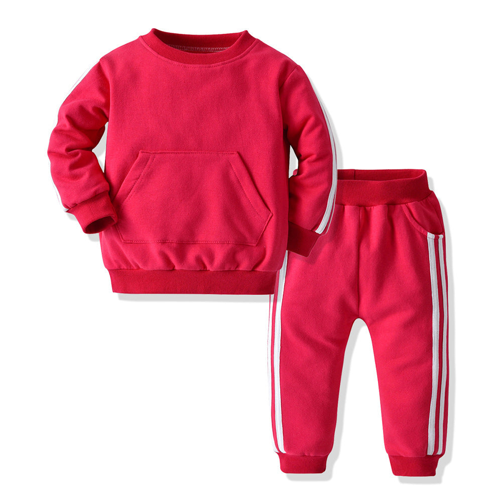 Children's Spring And Autumn Sportswear Suit Two-piece Suit Product information: Applicable gender: neutral/male and female Style: European and American Suit type: pants suit Number of sets: two sets Suitable age: Infants and children (1~3 years old, 80~1