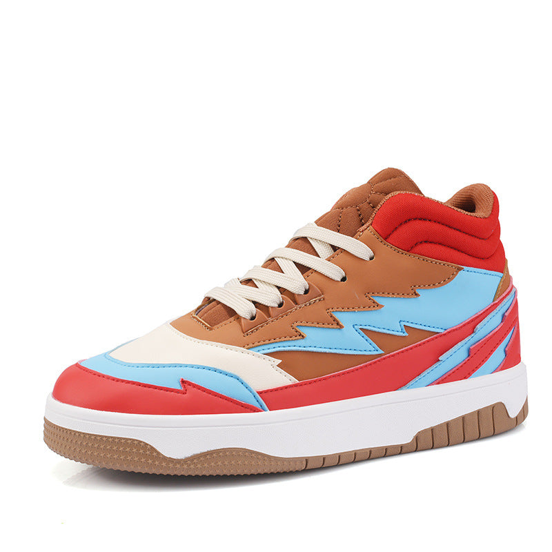 Men's Fashion Casual High-top Lace-up Sneakers Product information: Color: JM-CZ4396 Green, JM-CZ4396 red, JM-CZ4396 Brown Upper height: tall crown Size: 39, 40, 41, 42, 43, 44 Sole craft: viscose shoes Sole material: rubber Toe holder shape: round head S