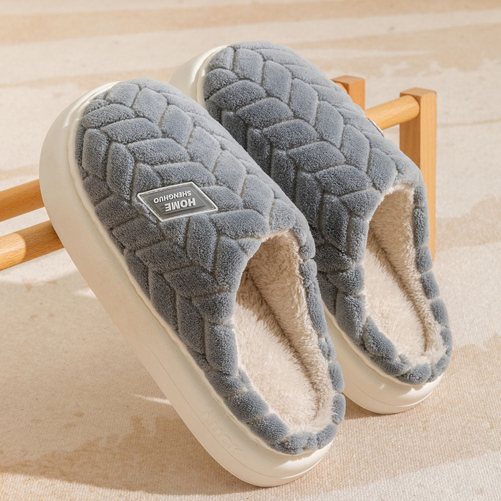 New Non-slip Thick-soled Plush Slippers Couple Winter Warm Home Slipper Indoor Fleece Shoes For Women Men Overview: Unique design, stylish and beautiful. Good material, comfortable wear. A variety of colors, any choice. Product information: Sole material