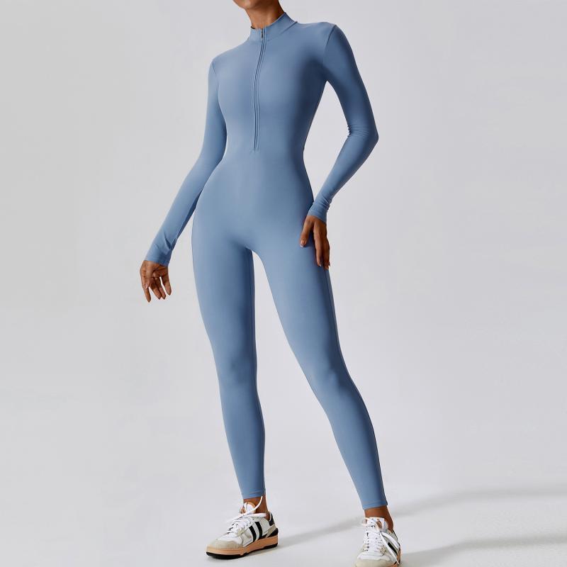 Zipper Long Sleeve Jumpsuit Yoga Fitness Training Pants Tight Hip Seamless Sports Jumpsuit For Women Clothing Overview: Unique design, stylish and beautiful. Good material, comfortable wear. A variety of colors, any choice. Product information: Fabric nam
