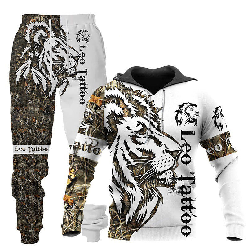 3D Wolf Print Tracksuit Men Sportswear Hooded Sweatsuit Two Piece Outdoors Running Fitness Mens Clothing Jogging Set Product Information: Style street tide: thick and thin Pant length: Long pants Top style: Coat Upper sleeve length: Long sleeves Hooded or