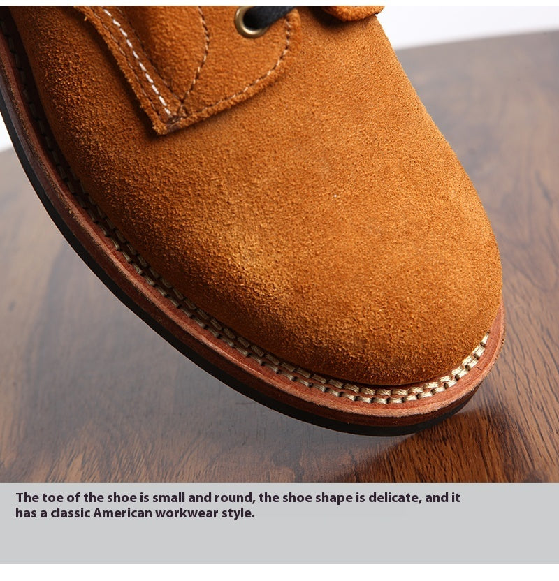 Round Head Outdoor High-top Casual Worker Boot Product information: Function: wear-resistant Closing mode: lacing Sizes: 38,39,40,41,42,43,44 Pattern: Solid color Style: Sports Popular element: rivets Heel height: Low heel (1-3cm) Color category: Ginger S