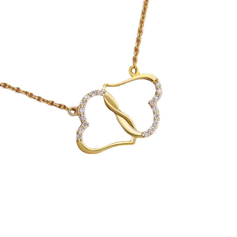 Fashion Double Heart Love Necklace With Rhinestones Inlaid Zircon Mother Valentine's Day Gift Overview: Unique design, stylish and beautiful. Good material, comfortable wear. A variety of colors, any choice. Product information: Treatment Process: Diamond