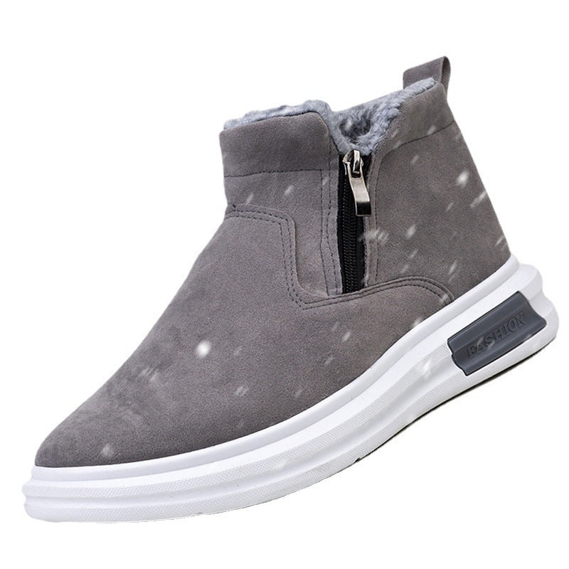 Fashion Snow Boots For Men Winter Warm Flat Cotton Plush Shoes With Side Zipper Casual Daily Fleece Ankle Boot Product information: Function: Increase height, keep warm, wear-resistant Upper material: cotton Sole material: plastic Popular elements: car su