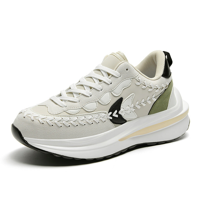 Waffle Hand-woven Sports Dad Shoes Product information: Pattern: color matching Applicable sports: Universal Lining material: Mesh Color: yellow, black, beige Upper height: low top Heel shape: Platform Size: 36,37,38,39,40,41,42,43,44 Sole craft: viscose