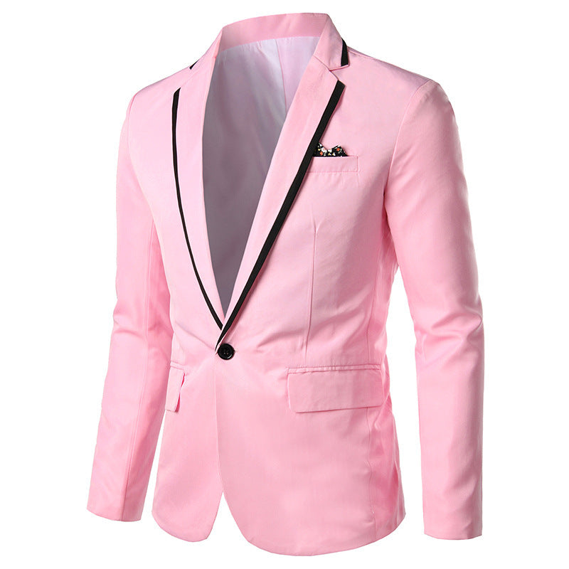 Men's Casual Single Button Suits Men's Slim Groomsmen Dresses Product information: Edition type: Slim type Collar type: suit collar Placket: single row and one button Style: Other Pattern: Color matching Error range: 3CM Suitable season: spring and autumn
