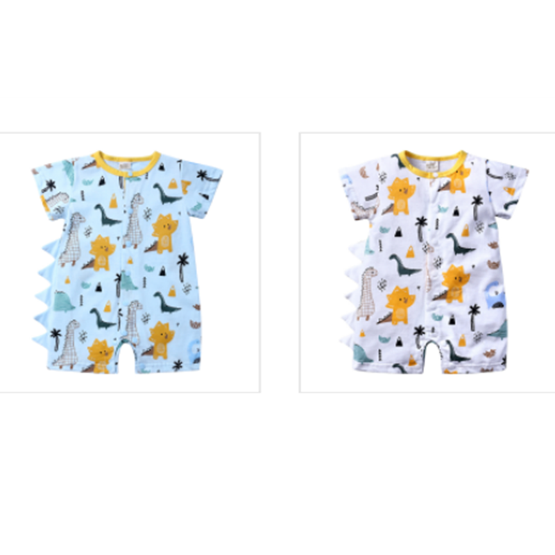 Baby Clothes One-piece Cartoon Dinosaur Short-sleeved Baby Romper Product information: sleeve length: short sleeve Hooded or not: not hooded For the season: Summer Fabric Name: Cotton Closed style: single breasted Style: all-match Style: short climb Color