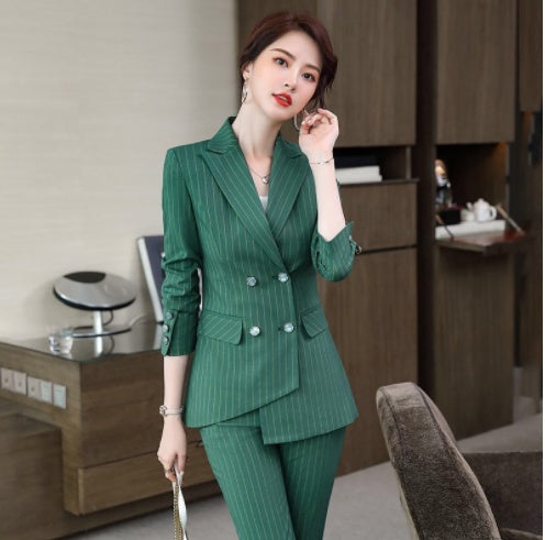 Suit Women's Autumn And Winter High-end Business Wear Temperament Goddess Style Suit President Socialite Host Formal Wear Product information: Color: red coat + pants, green coat + pants, purple coat + pants, one piece in red coat, single green coat, one