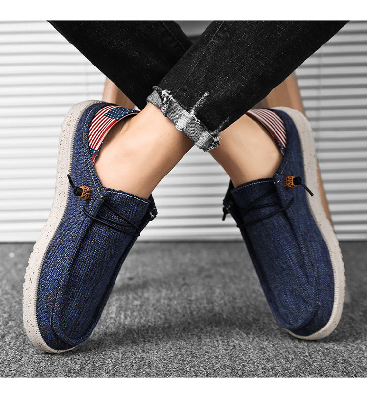 Men's Lazy Canvas Casual Shoes Product information: Color: black, blue, beige Heel height: mid heel (3-5CM) Size: 39, 40, 41, 42, 43, 44, 45, 46, 47, 48 Sole craft: viscose shoes Cutting depth: shallow mouth (less than 7cm) Sole material: EVA Applicable s