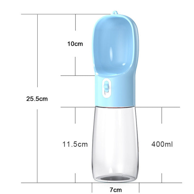 Pet Dog Water Bottle Feeder Keep your dog hydrated on the go with this Pet Dog Water Bottle Feeder! This multifunctional feeder can dispense both food and water, making it the perfect solution for travel or everyday use. The handy design means no more spi