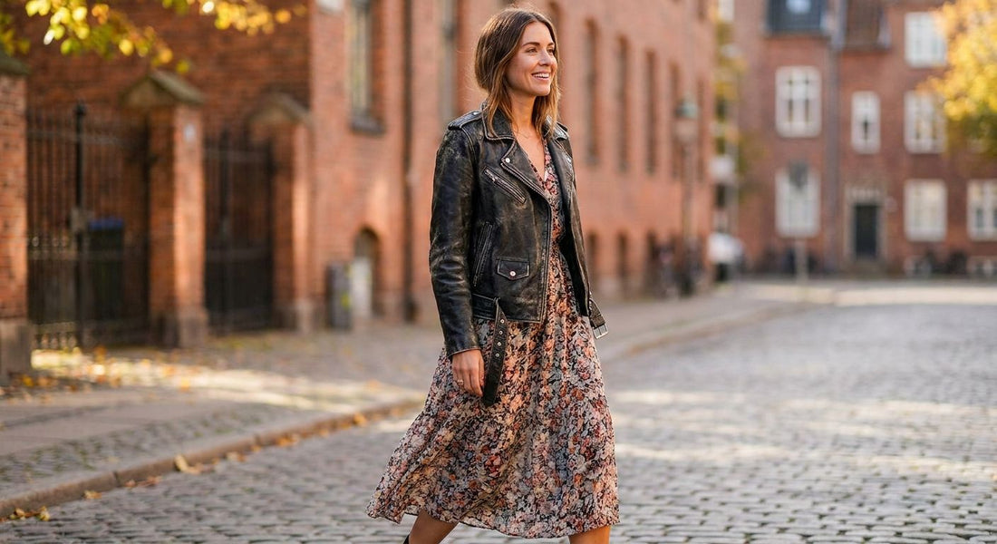 Leather jackets for layering over dresses