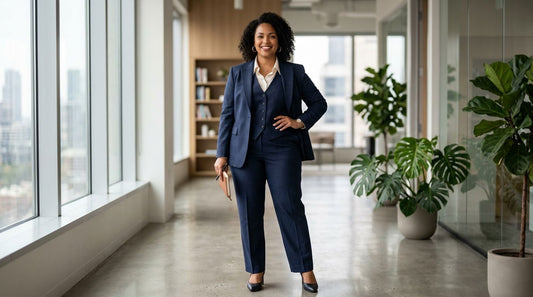 Three-piece suits for plus size women