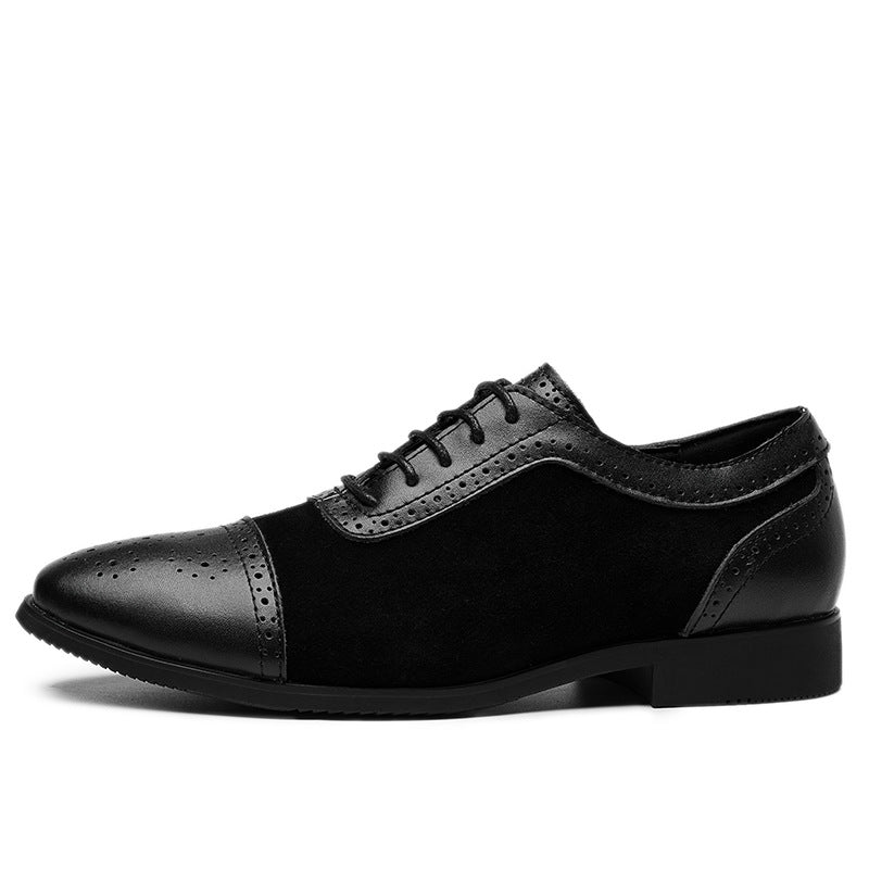 Carved Pointed Leather Upper Casual Shoes For European And American Gentlemen