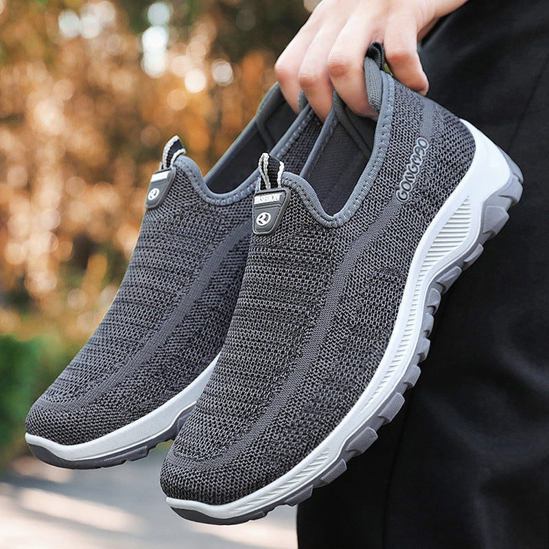 Men's Shoes Casual Flying Woven Men's Shoes Lazy Walking Shoes Casual Dad Shoes Old Beijing Cloth Shoes