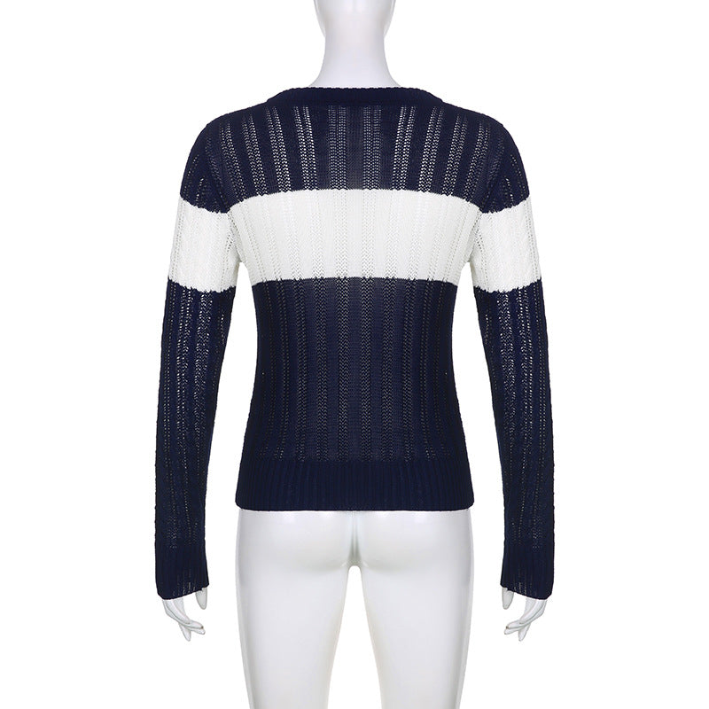 Street Contrast V-neck Knit Undercoat