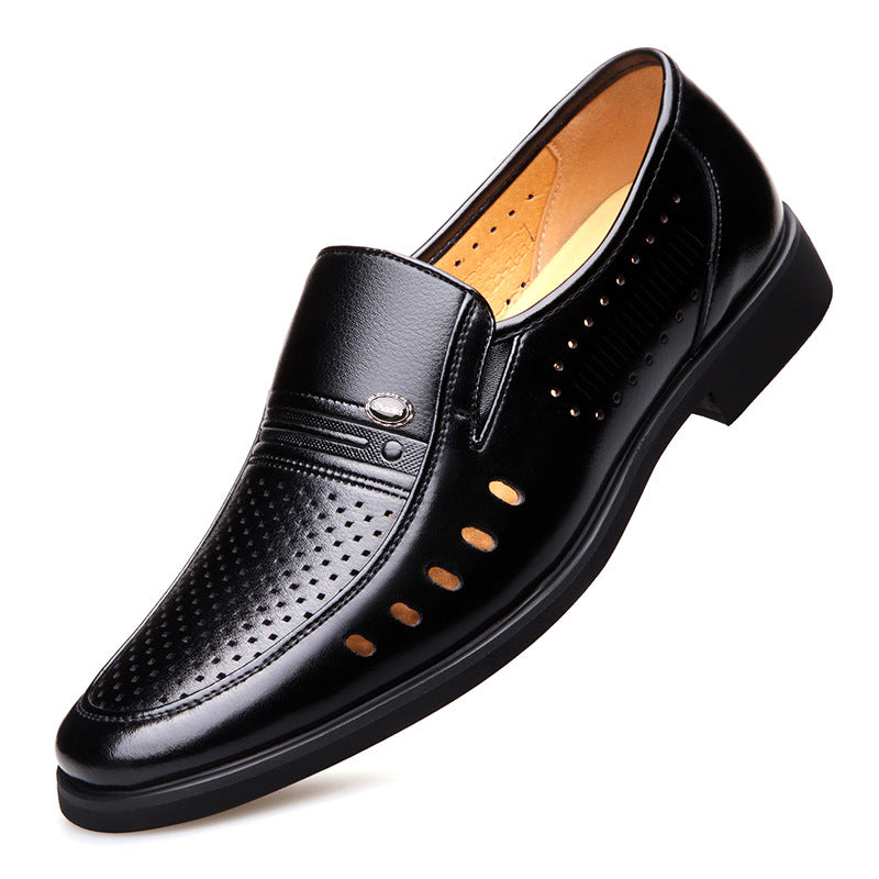 Pointed British Men's Business Formal Wear Hollow Ankle Shoes