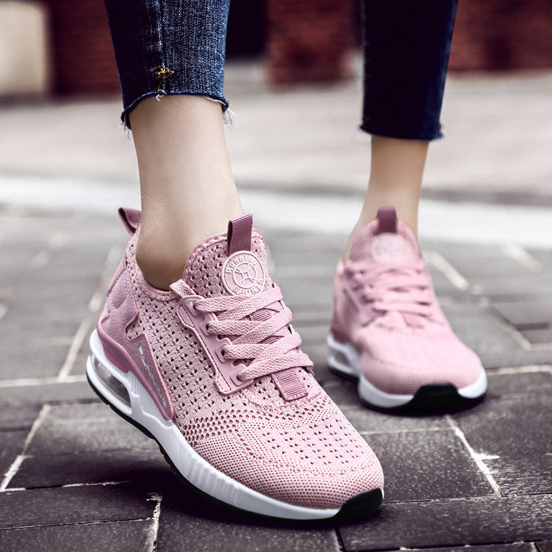 Summer Women's Running Shoes Korean Fashion Couple Flying Woven Air Cushion Sneakers