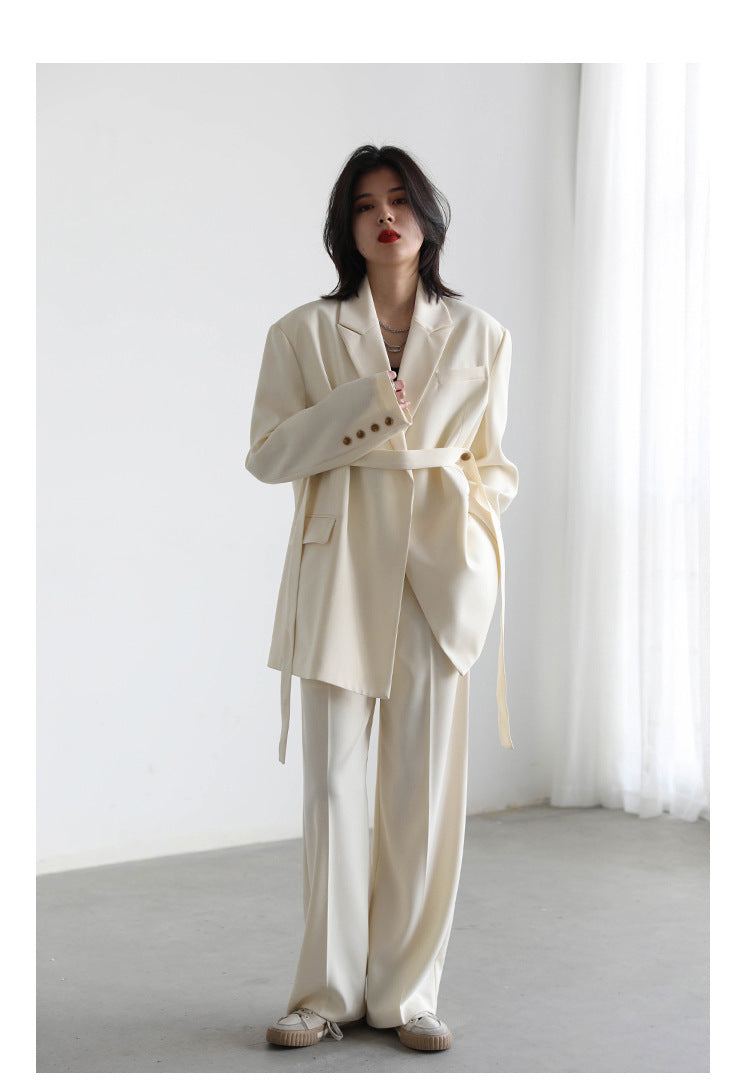 Mid-length Draped Blazer With Flutter StrapsWomen's Suits