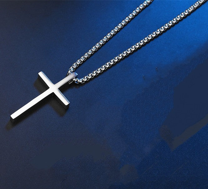 Smooth Simple Titanium Cross Pendant Male And Female Personality Necklace