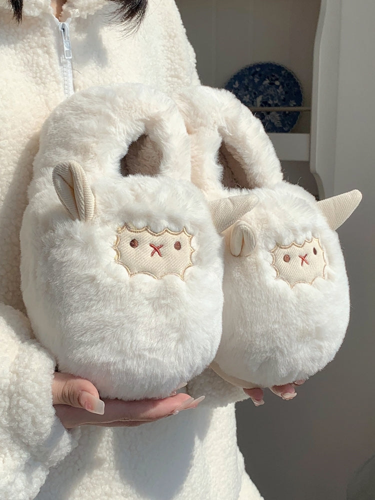 Lovers Lovely Little Sheep Winter Home Bag Heel Warm And Non Slip Cotton Slippers