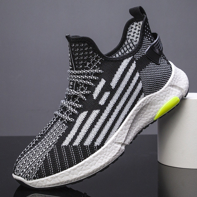 Fashion Flying Woven Breathable Running Shoes Trendy Mesh Sneakers Men