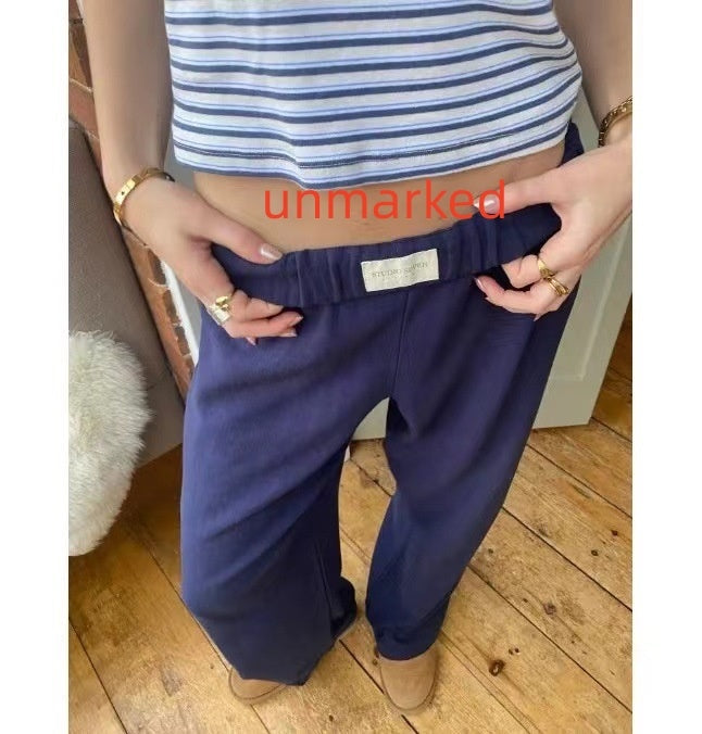 Fashion Y2K Striped Straight Trousers Summer Elastic High Waist Wide Leg Pants For Women