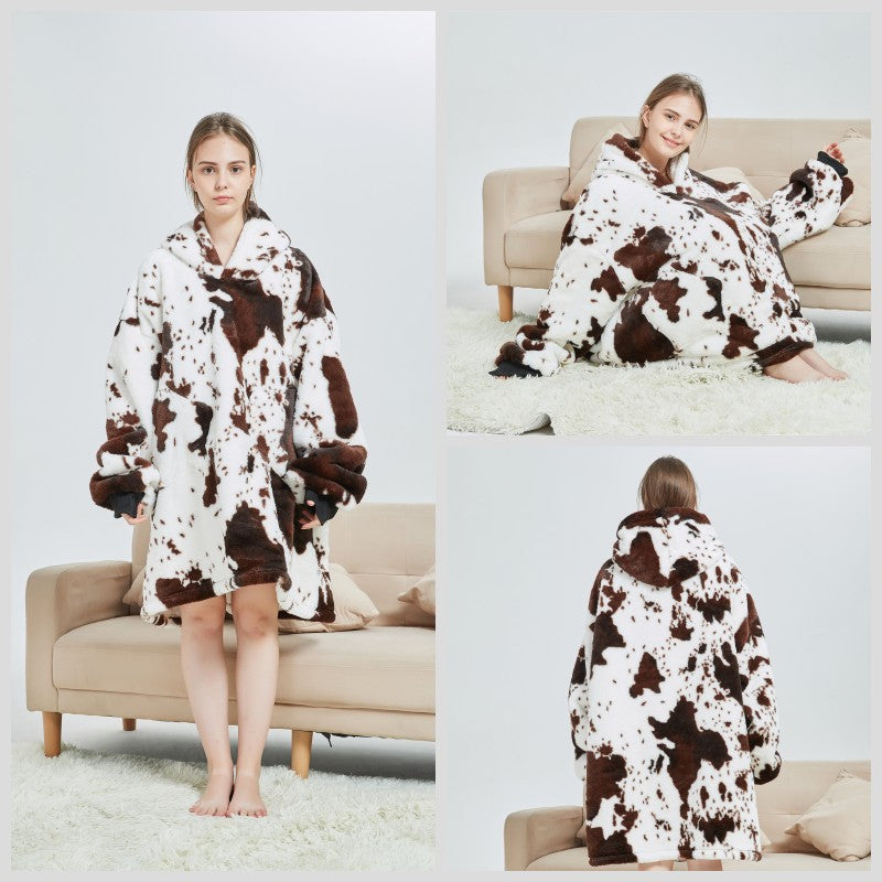 Cartoon Animal One-piece Pajamas Starry Sky Wine Red Winter Clothes Robe Men And Women Thickened