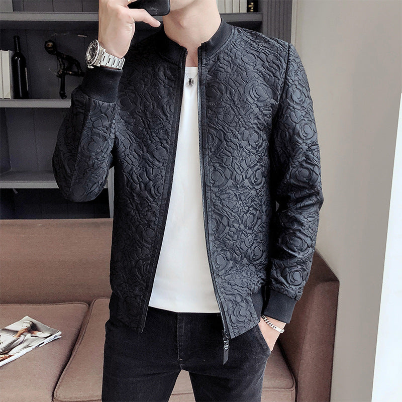 Spring And Autumn Fashion Pattern Stand Collar Jacket Men