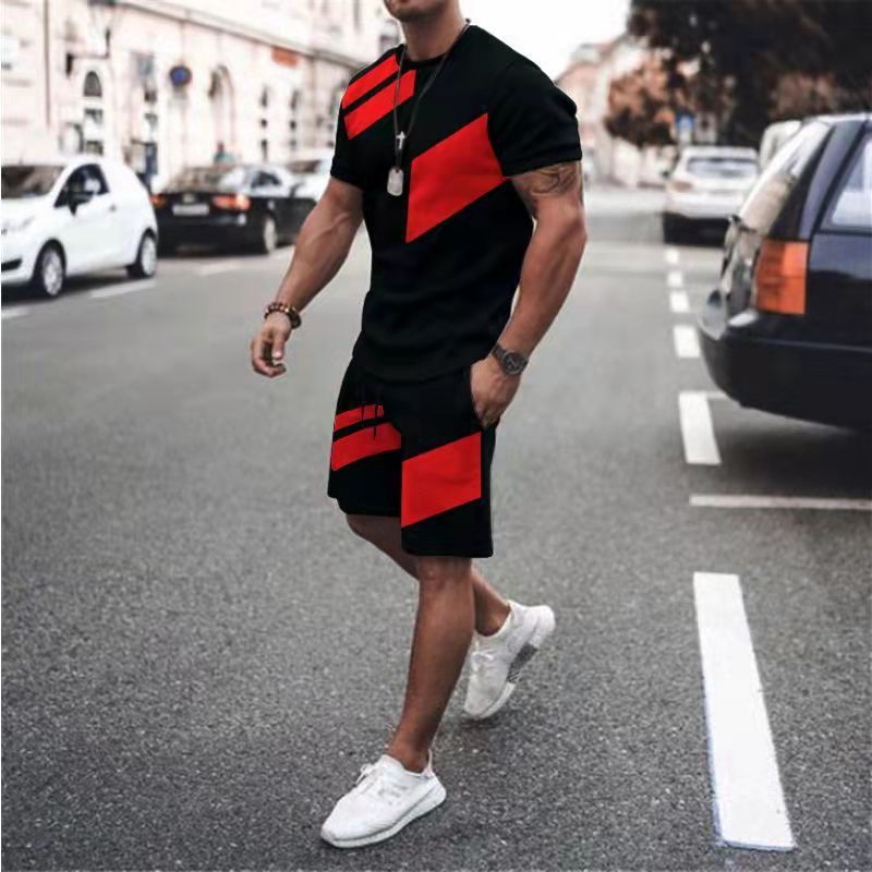 Men's Loose Fashion Casual Round Neck T-shirt Two-piece Set Product information: Fabric name: Polyester Main fabric composition: acetate fiber Size: XXS,XS,S,M,L,XL,XXL,XXL,XXXXL,5XL,6XL Suitable season: Summer Style: Casul Size: Note: 1. Asian sizes are