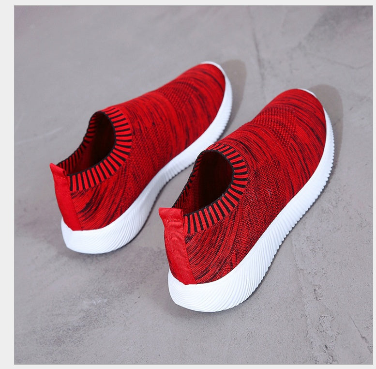 Spring new low help female flying woven mesh round head flat with single shoes deep mouth set foot comfortable flat bottom large code tide