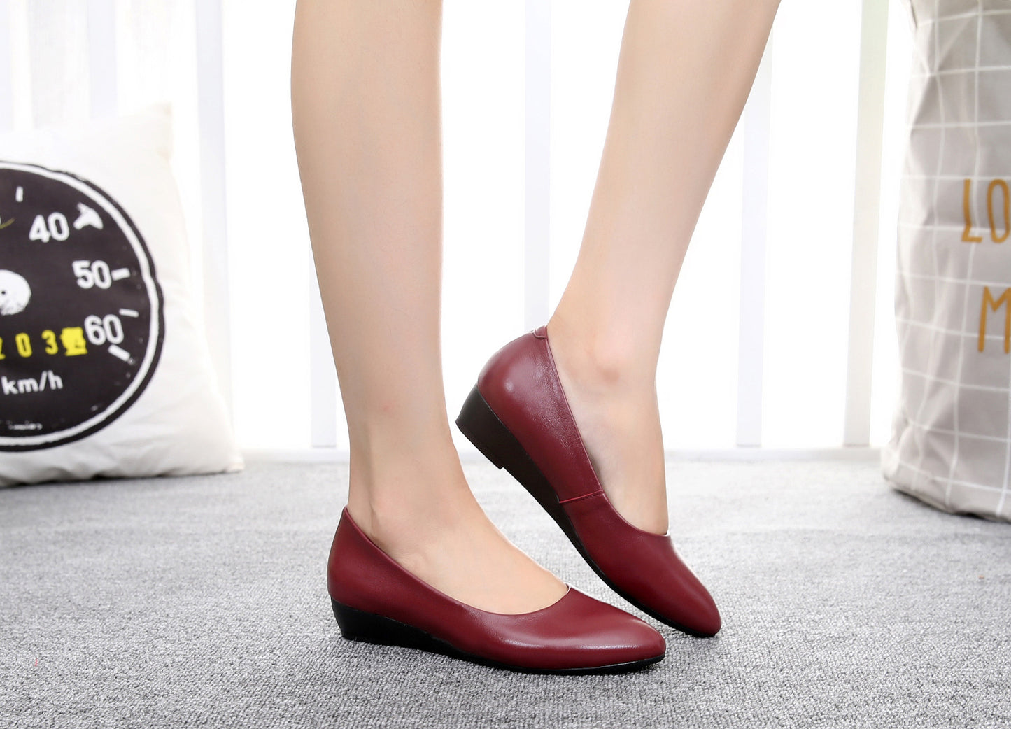 Leather non-slip soft sole flat shoes