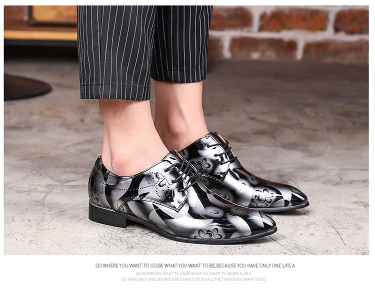 Trends pointed men's leather shoes barber large size fashion men's shoes