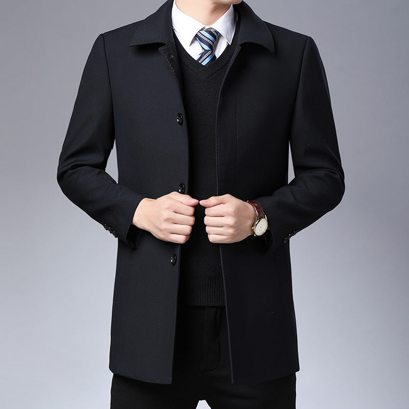 Suit collar cardigan middle-aged men trendy long-sleeved shirt