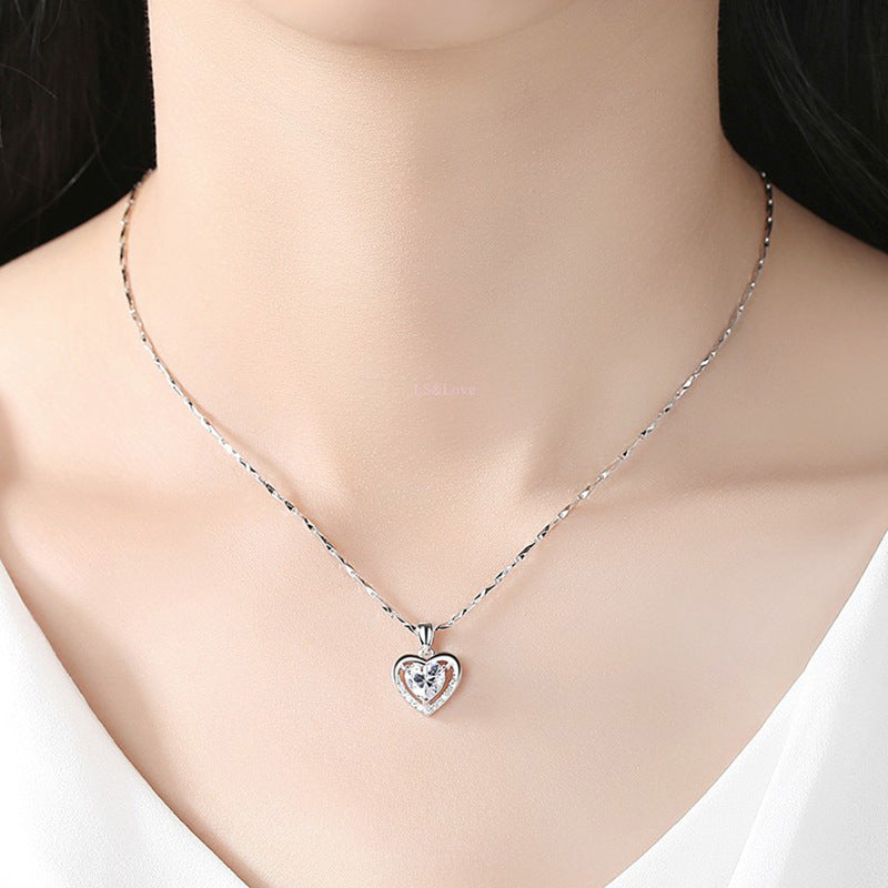 Collar de diamantes de imitación en forma de corazón 925, Collar personalizado de lujo para mujer, joyería, regalo de San Valentín