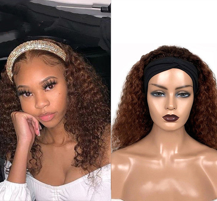 Human Hair Jerry Curly Headband Wigs