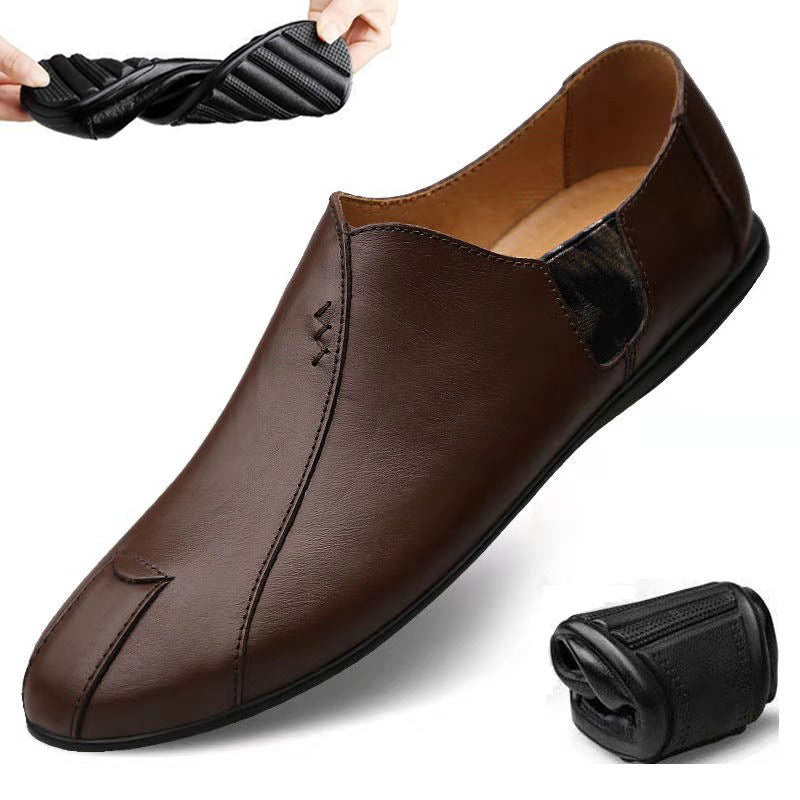 Business Leather Shoes Middle-aged Dad Shoes Breathable Peas Shoes