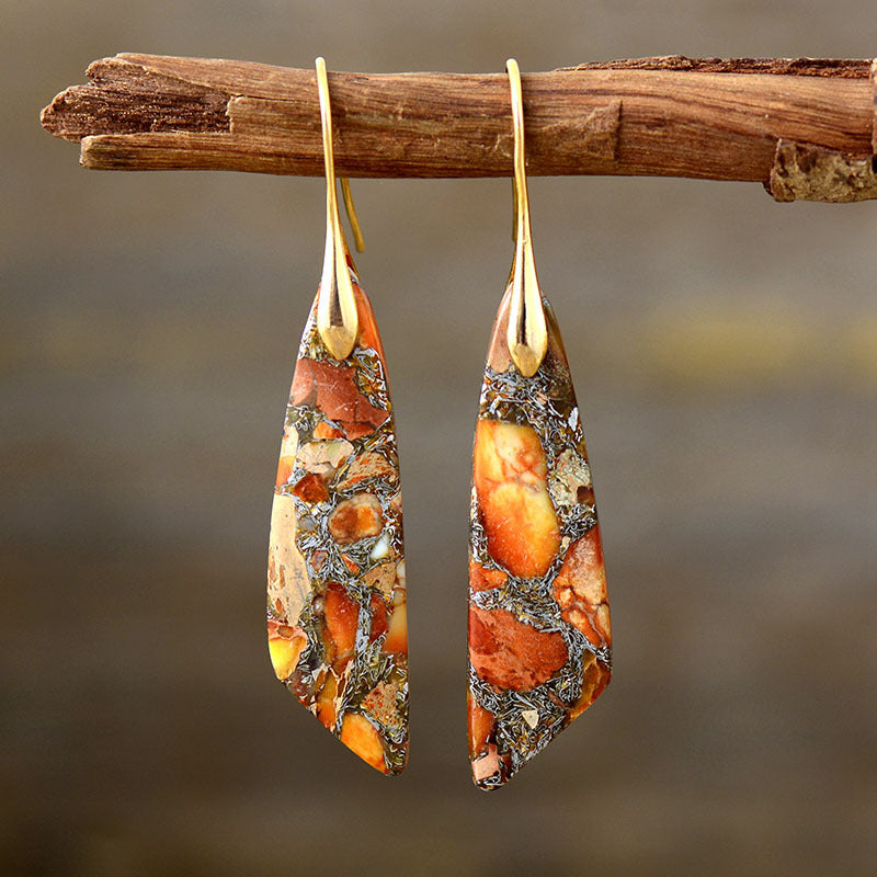 Bohemian Emperor Stone Geometric Pendant Earrings