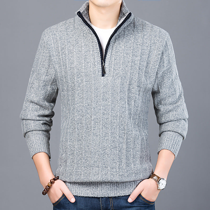 Thickened Half High Neck Long Sleeve Sweater Men