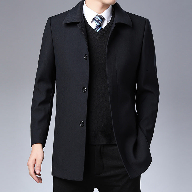 Suit collar cardigan middle-aged men trendy long-sleeved shirt