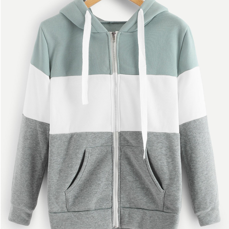 Colorblock Hooded Pullover Sweatshirt