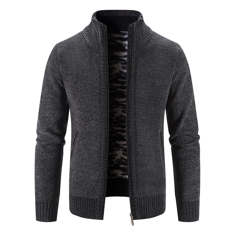 Men's Jacket Knitwear Autumn And Winter Fleece Lined Padded Warm Keeping Cardigan Product information: Color: 8811 navy blue, 8811 Black, 8811 wine red, 8811 light gray, 8811 dark gray Suitable for people: Plus size Size: M,L,XL,2XL,3XL Version: Loose Sty
