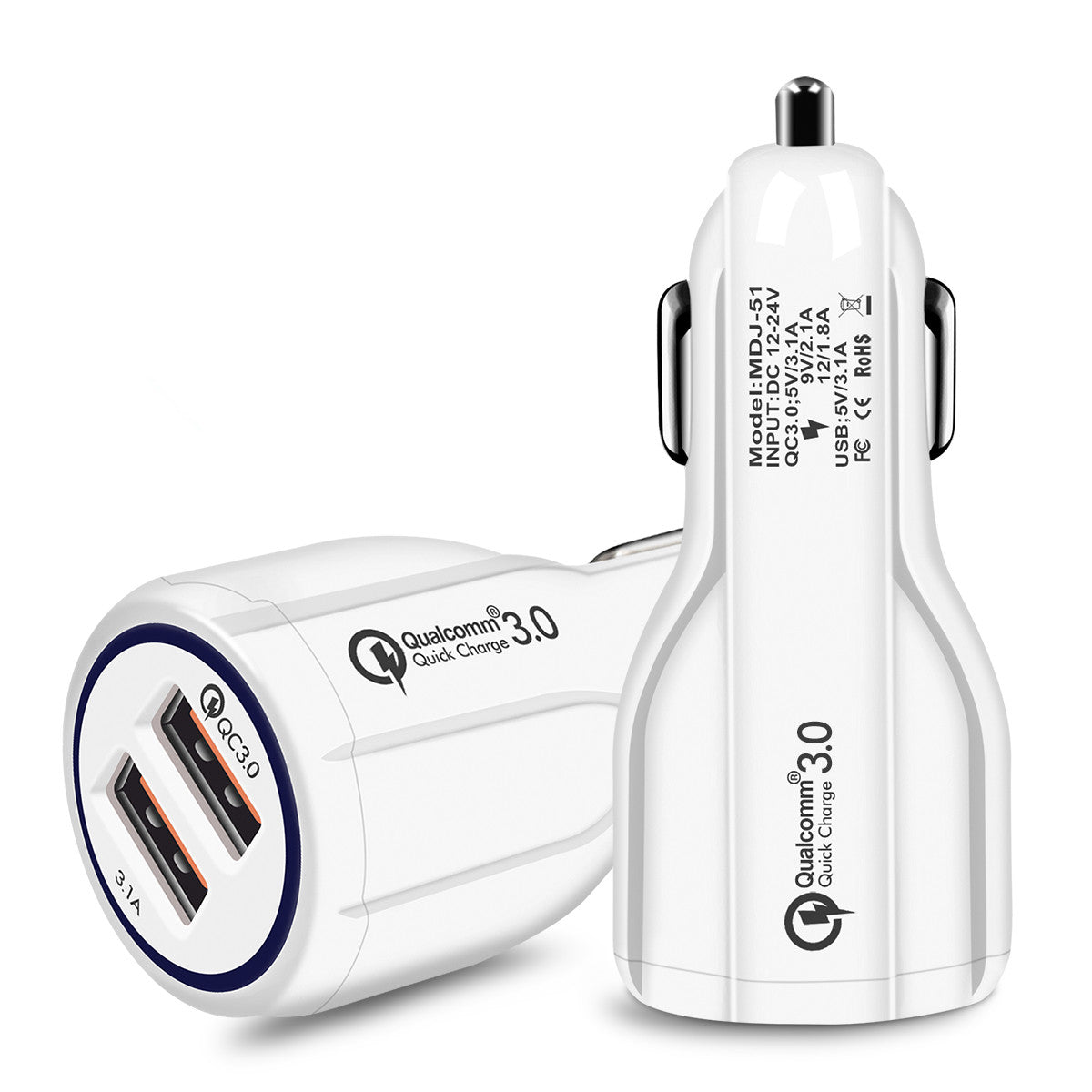 Quick Charge 3.0 Autoladegerät für Mobiltelefon Dual USB Autoladegerät Qualcomm Qc 3.0 Schnellladeadapter Mini USB Autoladegerät