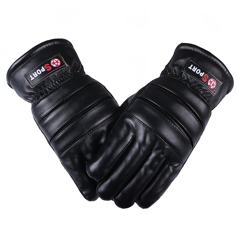 Guantes de cuero de invierno para hombre y mujer, guantes de lana grandes antideslizantes con pantalla táctil, gruesos, resistentes al frío y cálidos, para ciclismo