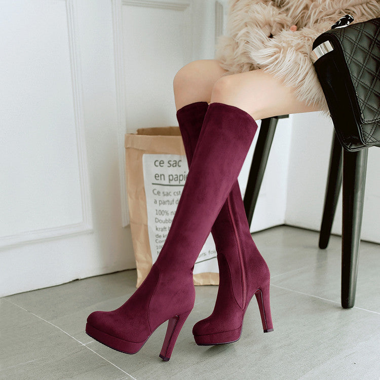 Plus Size Super Heels Suede Platform Side Zipper