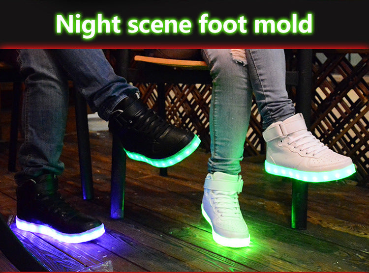 Colorful luminescent board shoes fluorescent sports shoes casual shoes high