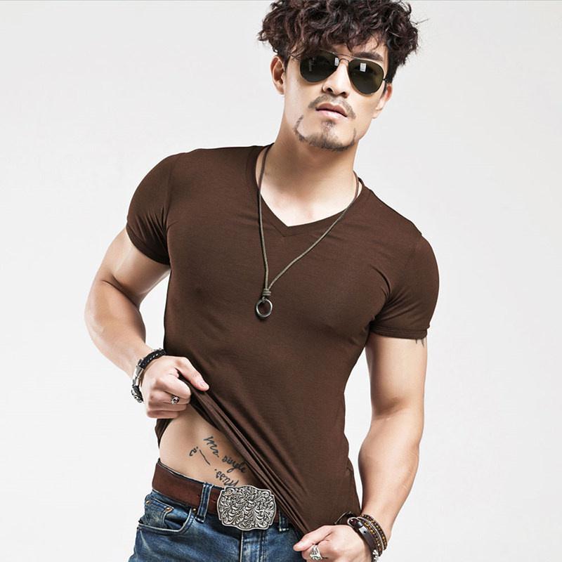 T-shirt Men's Multicolor Solid Color Casual Short Sleeve