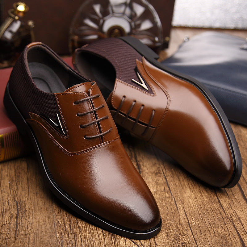 Pointed Toe Men's Shoes Business Formal Breathable Leather Shoes