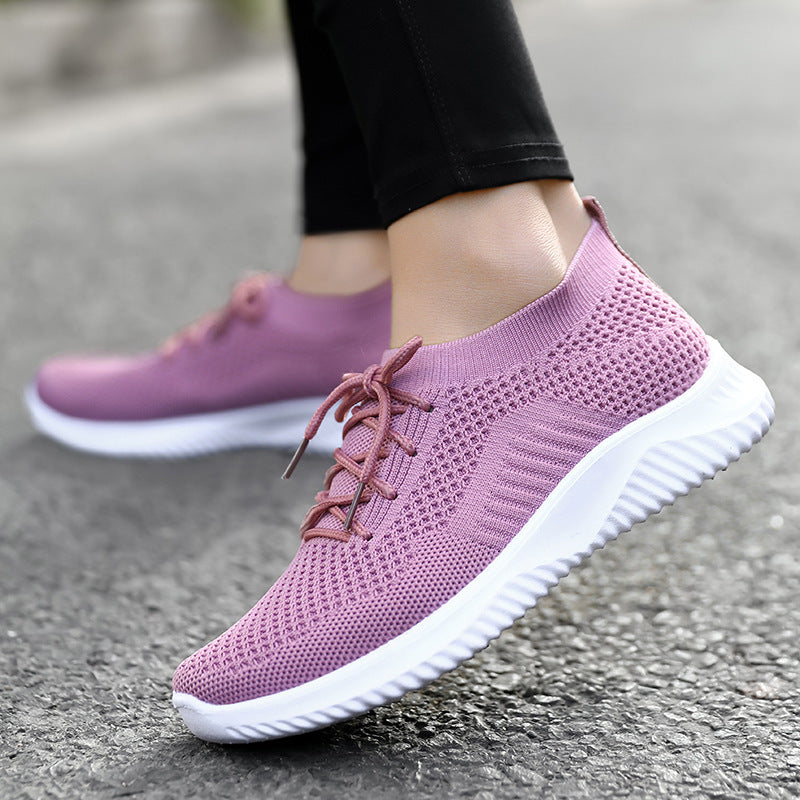 Spring Women's Breathable Fly Woven Lazy Low-Top Socks Shoes