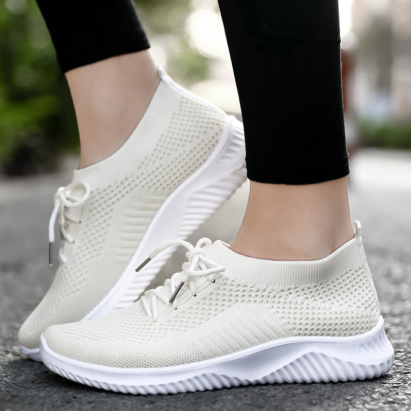 Spring Women's Breathable Fly Woven Lazy Low-Top Socks Shoes